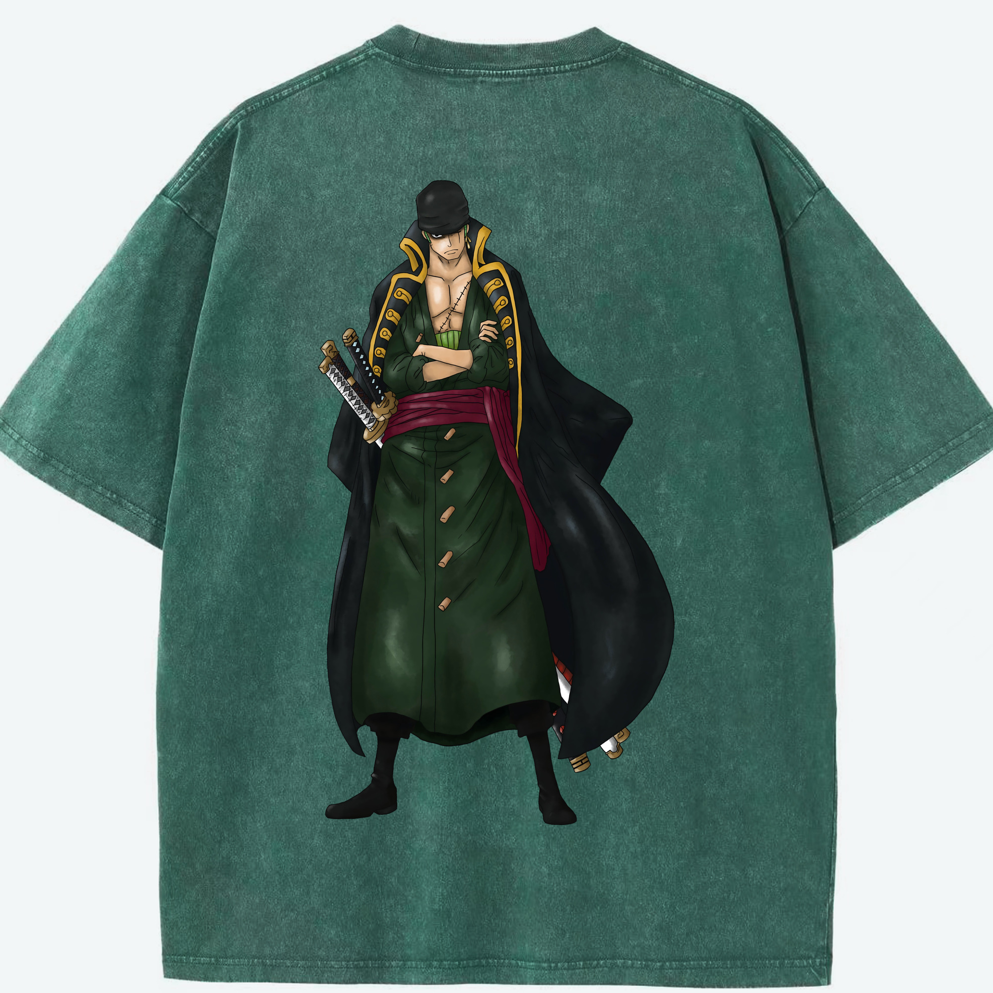 ワンピース ロロノア・ゾロ ONE PIECE Roronoa Zoro 綿100% ヴィンテージ風 半袖Tシャツ（背面プリント）